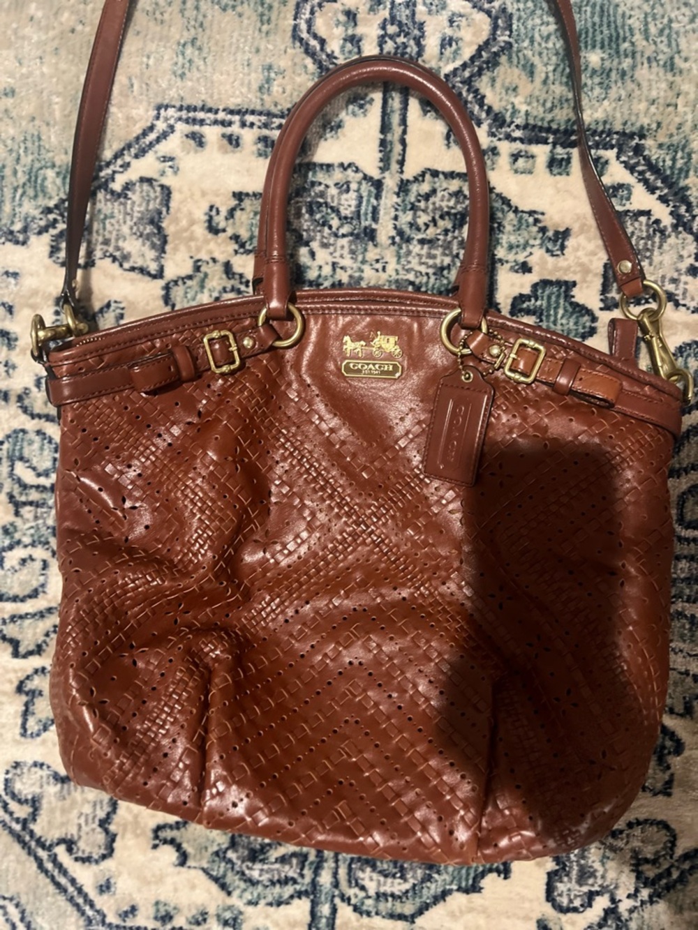 Coach Madison Criss Cross Leather Satchel Shoulder Bag #19836 - Picture 14 of 15